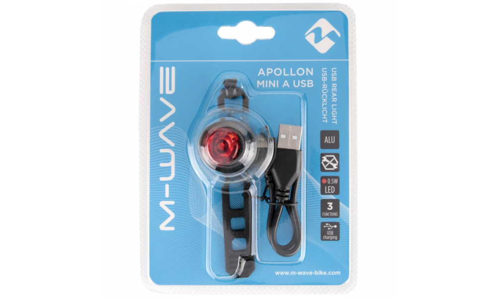 Blikačka zadní M-Wave Apollon Mini USB černá